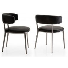 CARATOS CHAIR IN BLACK GENUINE ANILINE LEATHER